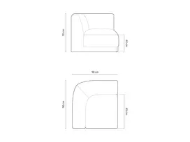 Modulinės sofos dalis - kampas, Miley, 1 sėdynė, 90x90x70, šviesiai pilka