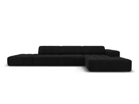 Velvet kampinė sofa - dešinė, Jennifer, 5 vietų, 341x166x70, juoda