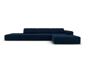 Velvet kampinė sofa - dešinė, Jennifer, 5 vietų, 341x166x70, karališkoji mėlyna