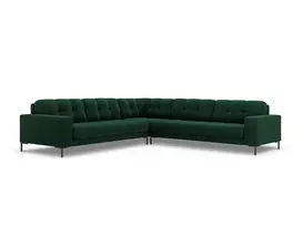 Velvet u formos kampinė sofa, Mamaia, 6 vietų, 256x256x75, butelio žalia