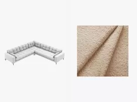 Boucle Kampinė sofa, Mamaia, 6 sėdimos vietos, 256x256x75, smėlio spalvos