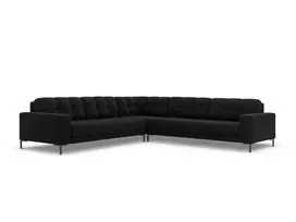 Velvet u formos kampinė sofa, Mamaia, 6 sėdimos vietos, 256x256x75, juoda