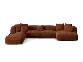 Modulinė U formos kampinė sofa - kairė, Martina, 5 sėdimos vietos, 406x280x75, plytų imitacija