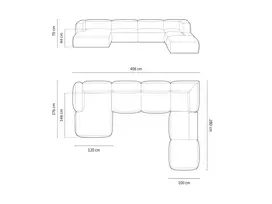 Modulinė U formos kampinė sofa - dešinė, Martina, 5 sėdimos vietos, 406x280x75, šviesiai smėlio spalvos
