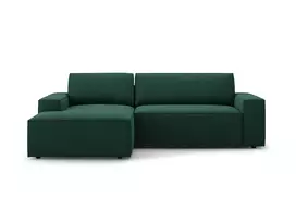 Kampinė Sofa lova - kairė su patalynės dėže, Jodie, 3 sėdimos vietos, 246x151x86, žalia