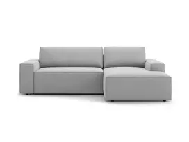 Kampinė Sofa lova - dešinė su patalynės dėže, Jodie, 3 sėdimos vietos, 246x151x86, šviesiai pilka