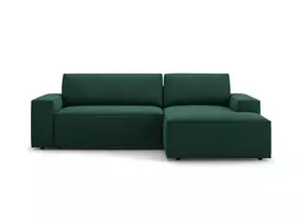 Kampinė Sofa lova - dešinė su patalynės dėže, Jodie, 3 sėdimos vietos, 246x151x86, žalia