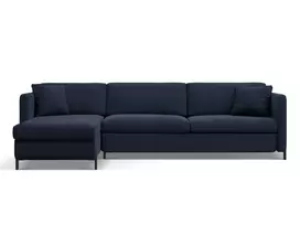 Kampinė Sofa lova - kairė su patalynės dėže, Gloria, 4 sėdimos vietos, 260x170x80, mėlyna