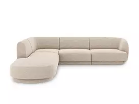 Kampinė sofa - kairė, Miley, 6 sėdimos vietos, 255x248x70, smėlio spalvos