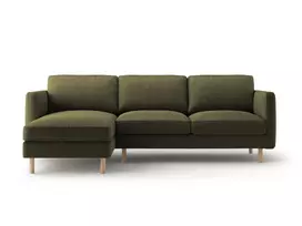 Velvet kampinė sofa - kairė, Eden, 3 vietų, 250x150x90, samanų žalumo melanžas