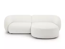 Modulinė kampinė sofa - dešinė, Kate, 2 sėdimos vietos, 255x176x76, balta