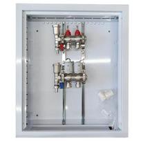 Grindinio šildymo kolektorius 2 kontūrų su terminėmis pavaromis NC AC230V ir debitomačiais
