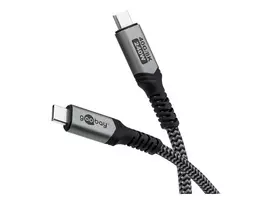 Goobay USB-C™ Cable with Textile Sheath, USB4™, 240 W, 40Gbit/s, Power Delivery, 1 m, Black, Grey | Goobay