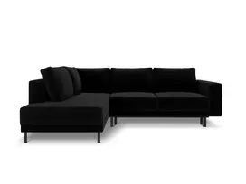 Velvet kampinė sofa - kairė lova, Caro, 5 sėdimos vietos, 247x187x90, juoda