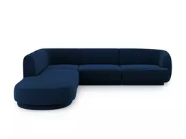 Velvet kampinė sofa - kairė, Miley, 6 sėdimos vietos, 255x248x70, karališkoji mėlyna