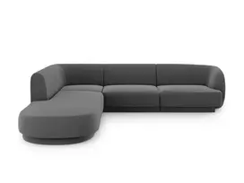 Velvet kampinė sofa - kairė, Miley, 6 sėdimos vietos, 255x248x70, pilka