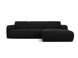 Boucle kampinė sofa - dešinė, Molino, 4 sėdimos vietos, 250x170x72, juoda