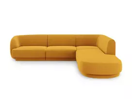 Velvet kampinė sofa - dešinė, Miley, 6 sėdimos vietos, 255x248x70, geltona