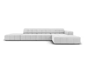 Velvet kampinė sofa - dešinė, Jennifer, 5 vietų, 341x166x70, sidabrinė