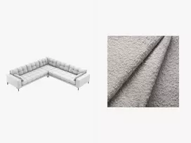 Kampinė sofa Boucle, Mamaia, 6 sėdimos vietos, 256x256x75, šviesiai pilka