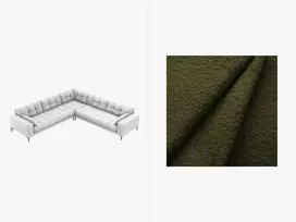 Kampinė sofa Boucle, Mamaia, 6 sėdimos vietos, 256x256x75, tamsiai alyvuogių žalia