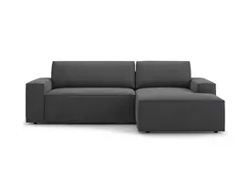 Kampinė Sofa lova - dešinė su patalynės dėže, Jodie, 3 sėdimos vietos, 246x151x86, tamsiai pilka