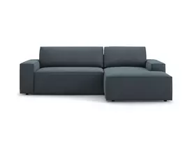 Kampinė Sofa lova - dešinė su patalynės dėže, Jodie, 3 sėdimos vietos, 246x151x86, mėlyna