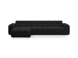 Velvet kampinė sofa - kairė, Kendal, 5 vietų, 357x173x79, juoda