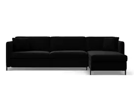 Velvet kampinė sofa - dešinė lova, Gloria, 5 sėdimos vietos, 280x170x80, juoda