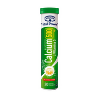 VITAL POWER KALCIS 500MG SU VITAMINU D, 20 šnypščiųjų tablečių