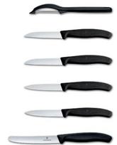 "Victorinox Swiss Classic" 6 dalių rinkinys, 5 peiliai ir peilių skustuvas, juodas 6.7113.6G