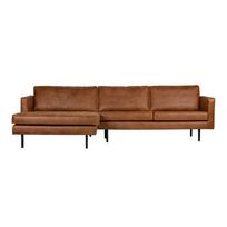 Rudos spalvos iš dirbtinės odos kampinė sofa (su kairiuoju kampu/su gultu) Rodeo – WOOOD