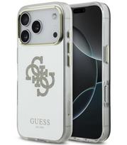 Auksinės spalvos dėklas Apple iPhone 17 Pro telefonui "Guess PC/TPU Mirror 4G Glitter Logo MagSafe Case"