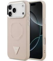 Rožinis dėklas Apple iPhone 17 Pro telefonui "Guess PU Leather Triangle Logo MagSafe Case"