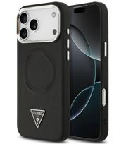 Juodas dėklas Apple iPhone 17 Pro telefonui "Guess PU Leather Triangle Logo MagSafe Case"