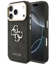 Juodas dėklas Apple iPhone 17 Pro telefonui "Guess PU Leather 4G Metal Logo Gold Frame Case"