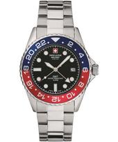 Swiss Alpine Military Master Diver GMT Nerūdijančio plieno juodas ciferblatas Kvarcinis 7052.1131 100M Vyriškas laikrodis juoda