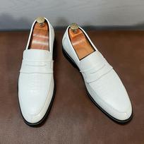 Madingi Nauji Vyriški Smailūs Balti Penny Loafer Odiniai Lakiniai Laisvalaikio Batai Prabangūs Dizainerio Vyriški Formalūs Vestuviniai Batai Grįžtuvių Avalynė 38