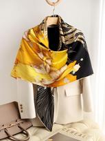 Big Fish Begonia Silk Square Scarf Mulberry Silk Scarf Women'S Spring And Autumn Mom Silk Scarf Shawl Gift Plain Crepe Satin