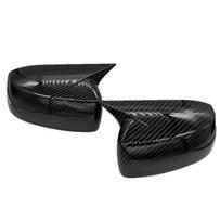 2PCS Carbon Fiber Look Ox Horn Side Mirror Cover For Mitsubishi Lancer EVO 13-16