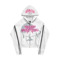 European and American Street Hip Hop Design Printed Zipper Hoodie for Men and Women M balta