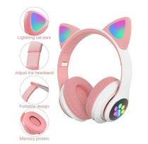 Bluetooth ausinės Cat ears LED, rožinės