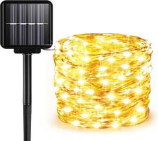 ALENEY saulės girliandos, 33ft, 100 LED, 8 režimai, lauko, warm white