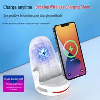 Kūrybingas belaidžio įkrovimo telefono stovas Apple, Huawei ir Android telefonams - Darbastalio, naktinio staliuko V8 balta