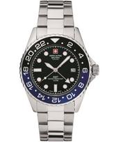 Swiss Alpine Military Master Diver GMT Stainless Steel Black Dial Quartz 7052.1132 100M Men's Watch juoda