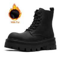 Fashion High Quality Plus Big Size38-46Winter Men High Top Casual Leather Outdoor Boot Fashion Antiskid Thick Bottom Shoe Round Toe Boot 38