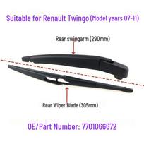 Renault Twingo 2007-2012 Rear Wiper Arm & Blade, OE:77 01 066 672 Rear Wiper Blade (without Arm)