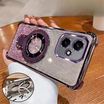 Glitter Shockproof Phone Case For Honor 400 Lite 200 Pro 200 300 100 90 80 70 60 50 SE Magnetic Bracket Holder Bumper Soft Cover For Honor 400 violetinė