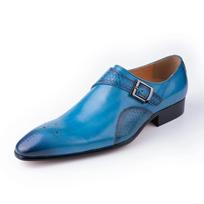 Fashion Fashion Blue Black Men Loafer Shoes Elegant Dress Formal Suit Breathable Leather Shoe No Slip Handmade Monk Nice Adult Footwear 39 mėlyna