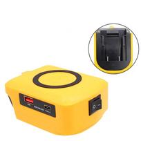 Belaidis įkroviklio adapteris su Type-C ir USB įkrovimo prievadais Dewalt Li-ion baterijai